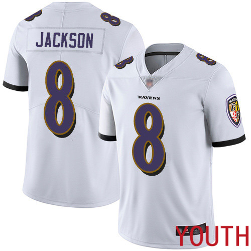 Baltimore Ravens Limited White Youth Lamar Jackson Road Jersey NFL Football 8 Vapor Untouchable